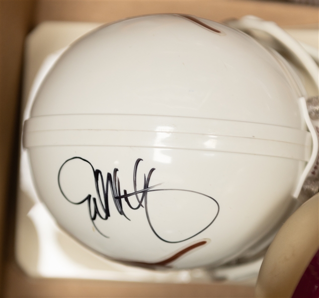 Lot of (7) Autographed Football Mini Helmets w. Hornung, Alstott, Dickerson, and Others (JSA Auction Letter)