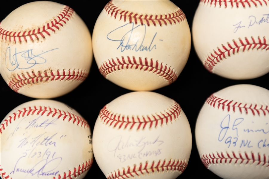 Lot of (6) Autographed 1993 Phillies Baseballs w. Curt Schilling, Darren Daulton, Lenny Dykstra and Others (JSA Auction Letter)