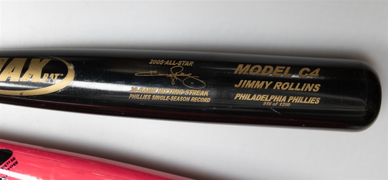 Lot of (2) Jimmy Rollins (Max Bat) and Freddy Galvis (Marucci) Official Baseball Bats
