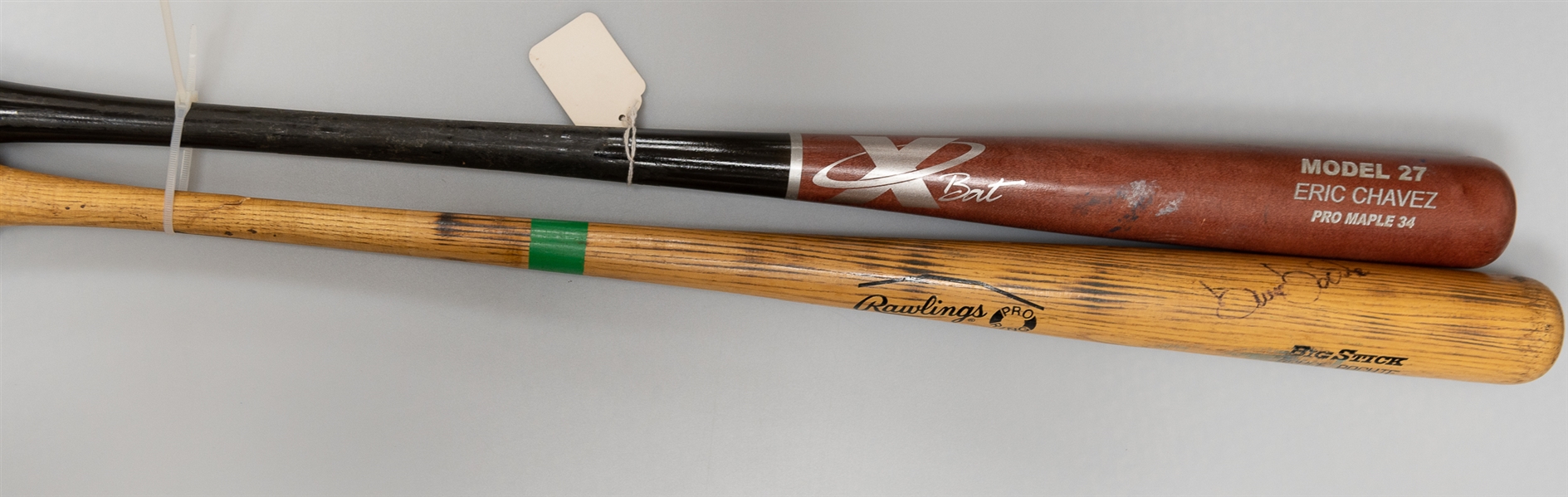 Lot of (2) Official MLB Bats Possibly Game/Practice Used Bruce Bochte and Eric Chavez