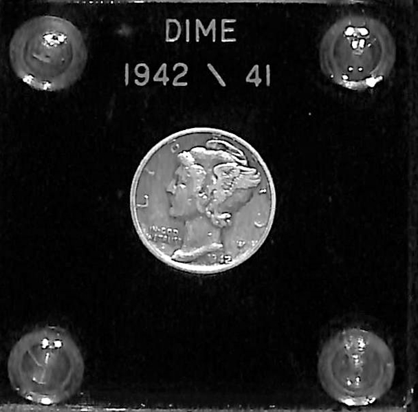  Lot of (2) Barber Dimes & (5) Mercury Dimes w. 1942 Over 41 (1942/41) Mercury Dime