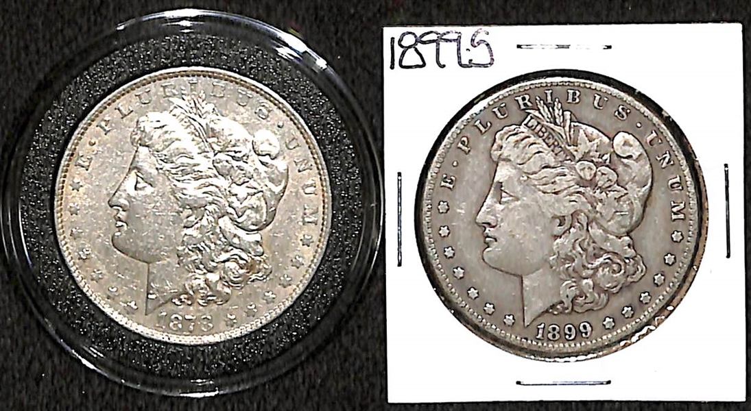 Lot of (2) Morgan Dollars - 1878 w. 8 Tail Feathers & 1899-S