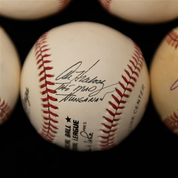 Lot of (5) Autographed Baseballs with Bill Mazeroski, Tom Lasorda and Others (JSA Auction Letter)