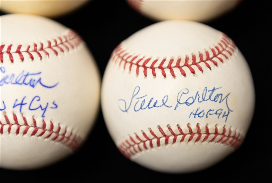 Lot of (4) Autographed Steve Carlton Baseballs (JSA Auction Letter)