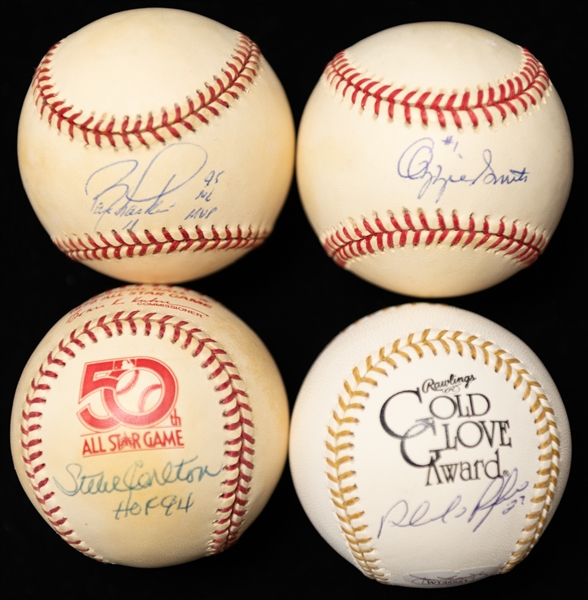Lot of (4) Autographed Phillies Baseballs w. Steve Carlton and Placido Polanco (JSA Auction Letter)