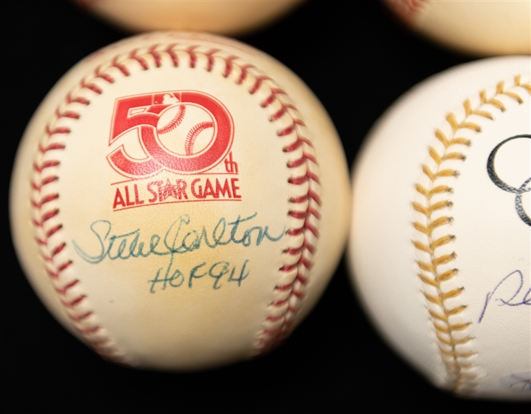 Lot of (4) Autographed Phillies Baseballs w. Steve Carlton and Placido Polanco (JSA Auction Letter)
