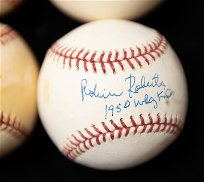 Lot of (4) Autographed Philadelphia Phillies Stars Baseballs w. (2) Robin Roberts and (2) Richie Ashburn (JSA Auction Letter)