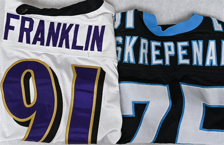 Lot of (2) Authentic Team Issued Football Jerseys of Baltimore Ravens and Carolina Panthers