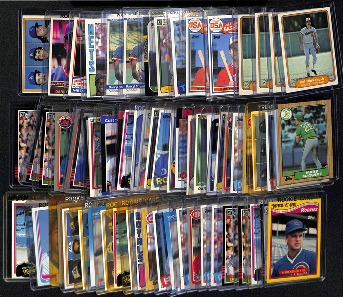 Lot of (60+) 1980s Rookie Cards w. Ripken Jr., McGwire, Puckett, Boggs, Strawberry, Bonds, and Many More