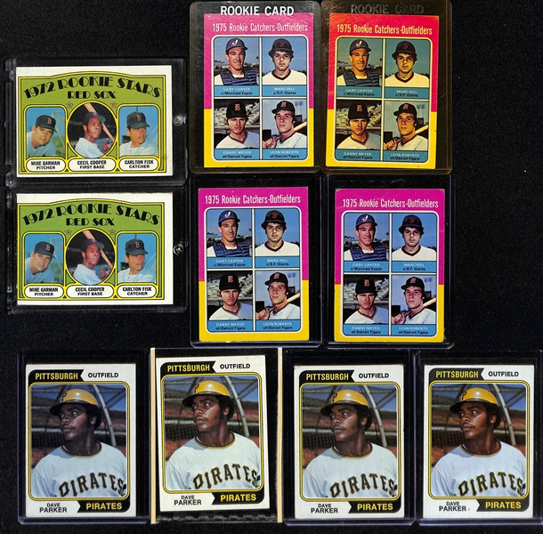 Lot of (19) 1970s Topps Baseball Rookies w. Fisk, Carter, Parker, and Others