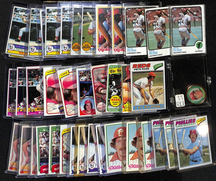 Lot of (40) Mostly 1970s & 80s Topps Mike Schmidt and Pete Rose Baseball Cards