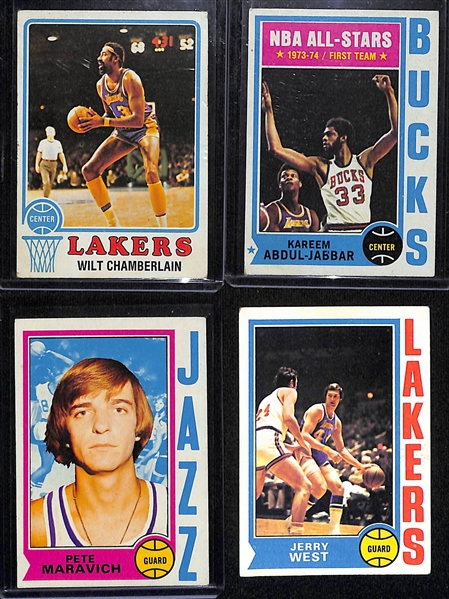 Lot of (32) Topps 1970s Basketball Cards w. Chamberlain, Abdul-Jabbar, Maravich, West and Others