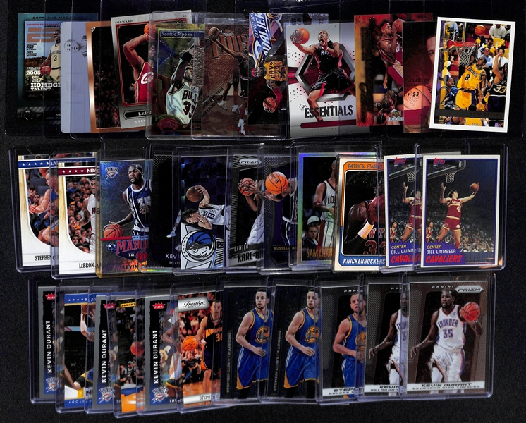 Lot of (33) Basketball Stars and Inserts w. Kobe Bryant, LeBron James, Michael Jordan, Stephen Curry and Others