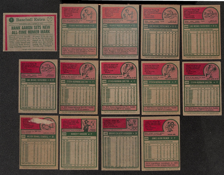 Lot of (500+) 1975 Topps Baseball Cards w. Hank Aaron