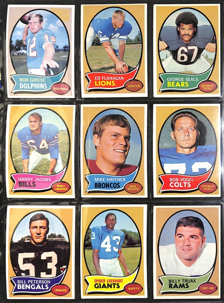 Lot of (200+) 1970 Topps Football Cards w. Johnny Unitas