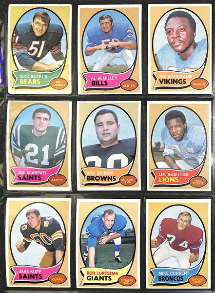 Lot of (200+) 1970 Topps Football Cards w. Johnny Unitas