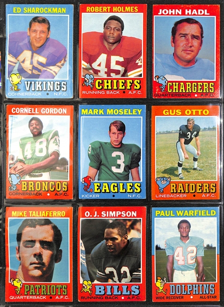  Lot of (220+) 1971 Topps Football Cards w. Bart Starr & Joe Namath