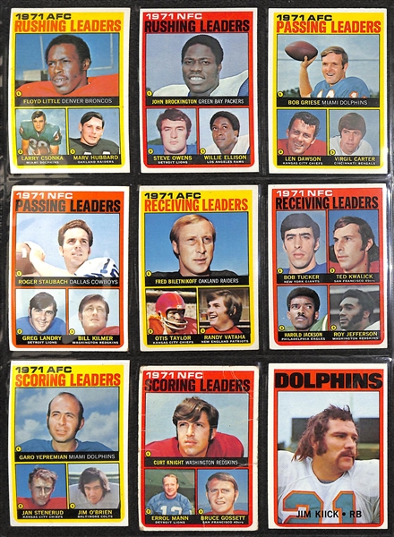  Lot of (240+) 1972 Topps Football Cards w. Joe Namath & Terry Bradshaw