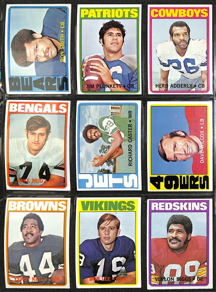  Lot of (240+) 1972 Topps Football Cards w. Joe Namath & Terry Bradshaw