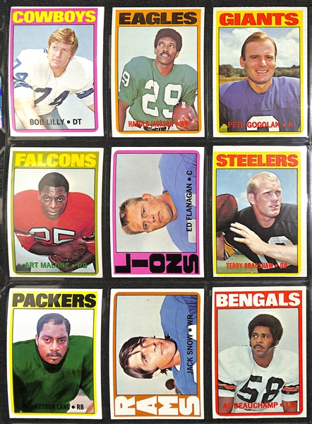  Lot of (240+) 1972 Topps Football Cards w. Joe Namath & Terry Bradshaw