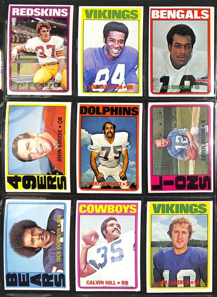  Lot of (240+) 1972 Topps Football Cards w. Joe Namath & Terry Bradshaw