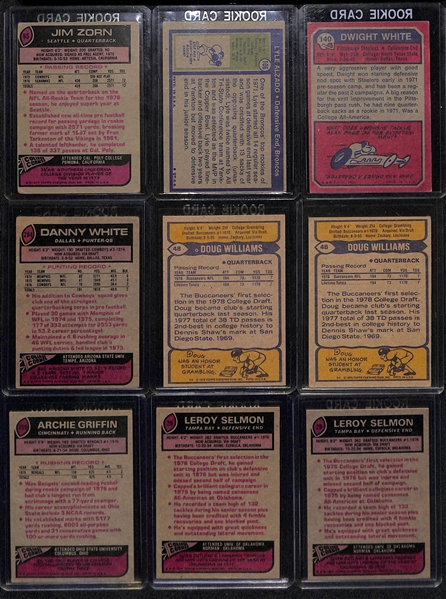 Lot of (18) Mostly 1970s Topps Football Rookies w. A. Manning, E. Campbell, Fouts and Others 