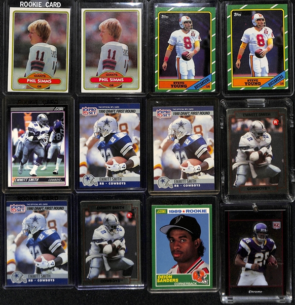 Lot of (35) 1980s and 90s NFL Rookies w. (2) Phil Simms RC, (2) Steve Young RC, and Others