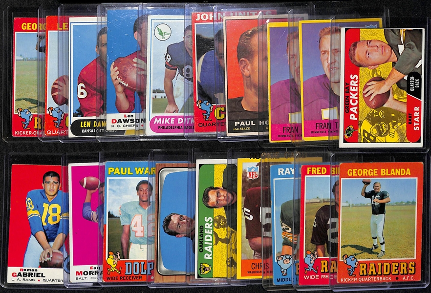 Lot of (19) 1960s and Early 1970s Topps Football Stars w. Starr, Tarkenton, Hornung, Unitas and Others