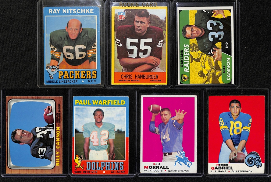 Lot of (19) 1960s and Early 1970s Topps Football Stars w. Starr, Tarkenton, Hornung, Unitas and Others