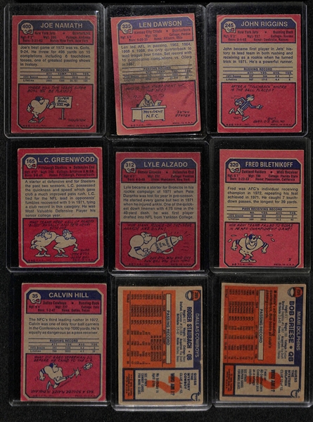 Lot of (38) 1970s Topps Football Cards w. Namath, Staubach, Stabler, Fouts, and Others