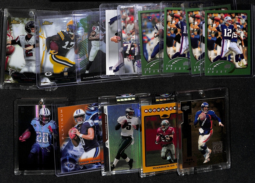 Lot of (14) Football Stars and inserts w. (4) Tom Brady 2002 Topps