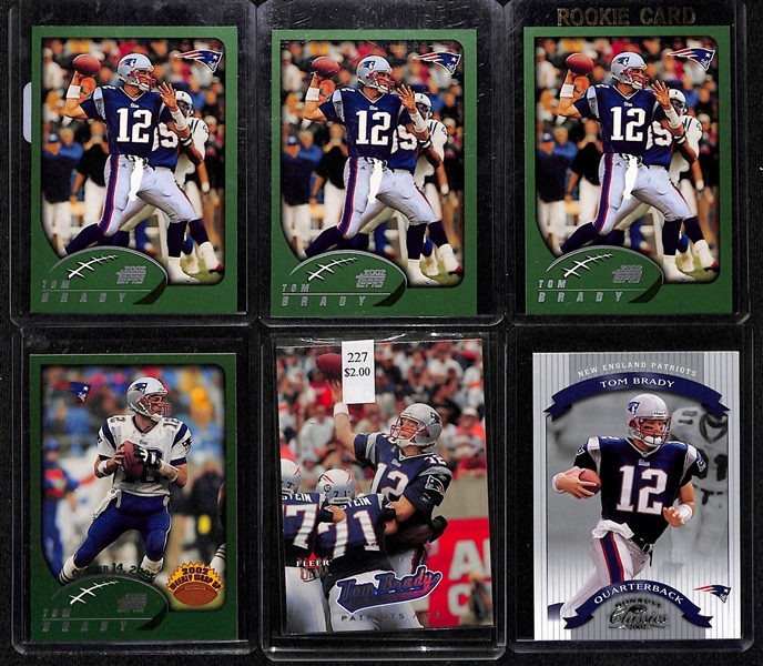 Lot of (14) Football Stars and inserts w. (4) Tom Brady 2002 Topps