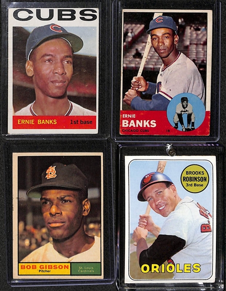 Lot of (40) Mostly 1960s Topps Baseball Cards w. Ernie Banks, Joe Morgan and Others