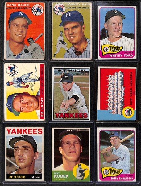 Lot of (17) 1950s and 60s Yankees Player and Team Baseball Cards