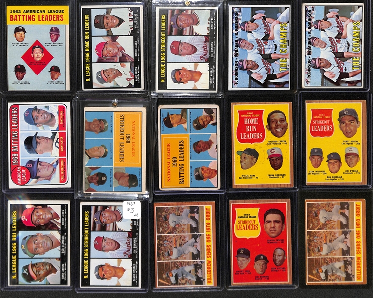 Lot of (42) 1960s Topps Baseball cards w. 1963 A.L. Batting Leaders Including Mickey Mantle
