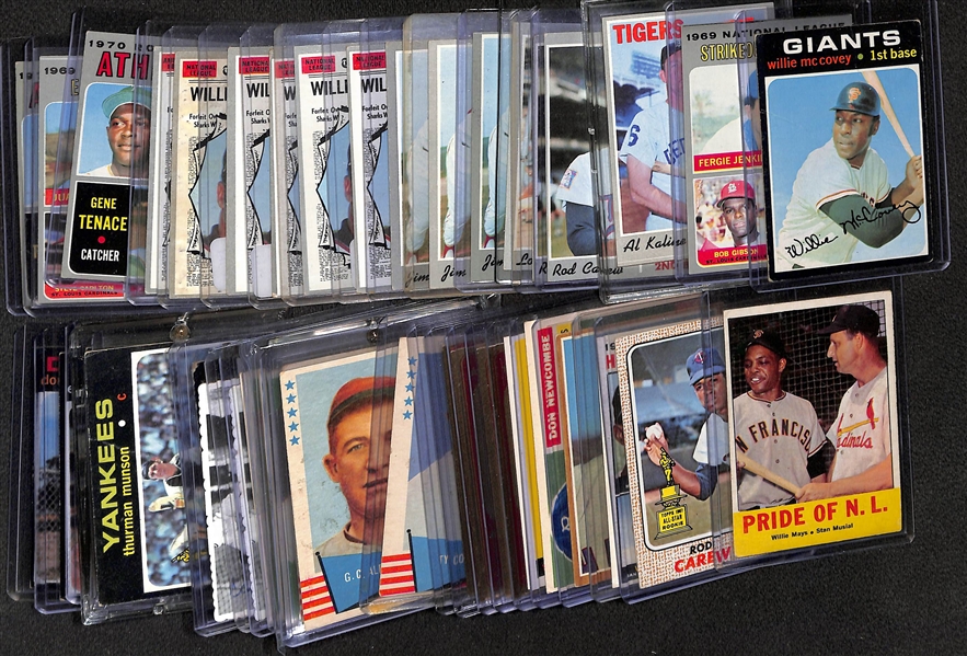 Lot of (41) 1960s and 70s Topps Baseball Cards w. 1963 Topps Pride of the NL Mays/Musial