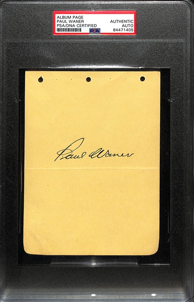 Paul Waner (HOF) Signed 4x6 Notepaper, Slim Harris Signed Index Card, Frank Zak Signed Cut (Each is Encased By PSA/DNA)