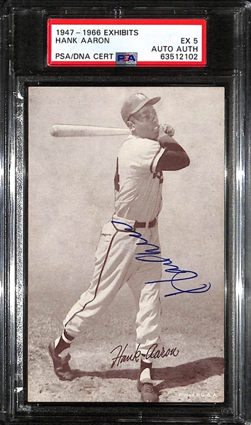 Hank Aaron Signed  1947-66 Exhibit Card (PSA/DNA Authenticated/Slabbed)