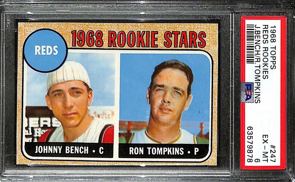 1968 Topps Johnny Bench Rookie Card #247 Graded PSA 6 EX-MT