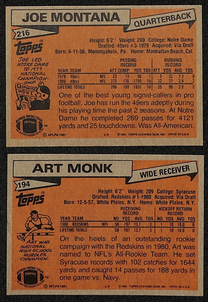 1981 Topps Football Complete Set w. Joe Montana & Art Monk Rookies (528 Cards)!