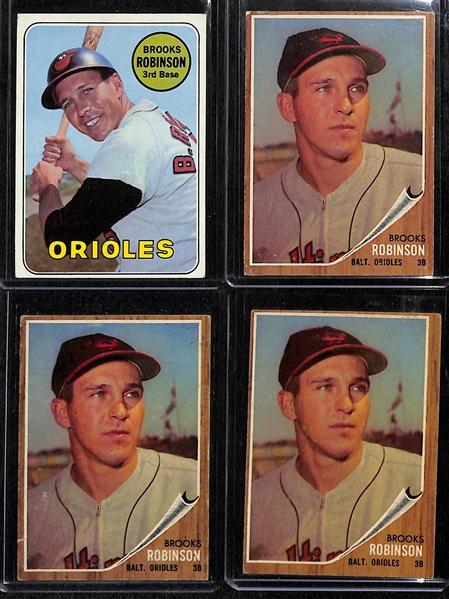 Lot of (13) Mostly 1960s Topps Orioles Baseball Cards w. (8) Brooks Robinson