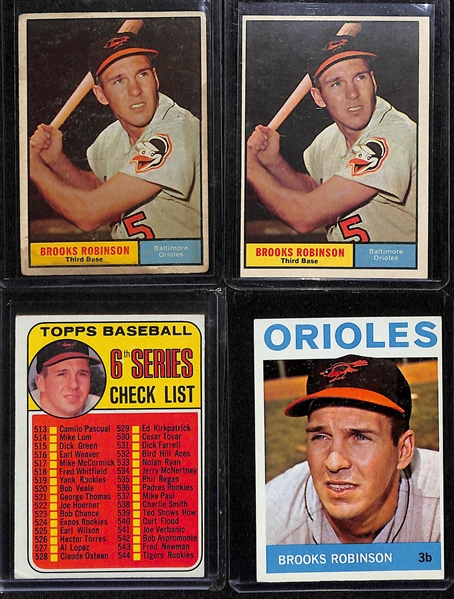 Lot of (13) Mostly 1960s Topps Orioles Baseball Cards w. (8) Brooks Robinson