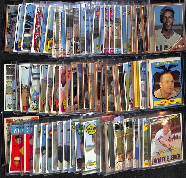 Lot of (65+) 1960s Topps Baseball Cards w. 1962 Ernie Banks