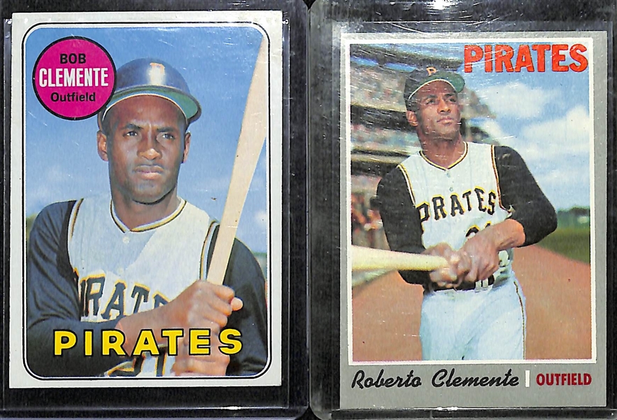 Lot of (5) Roberto Clemente Baseball Cards w. (3) 1973 Topps