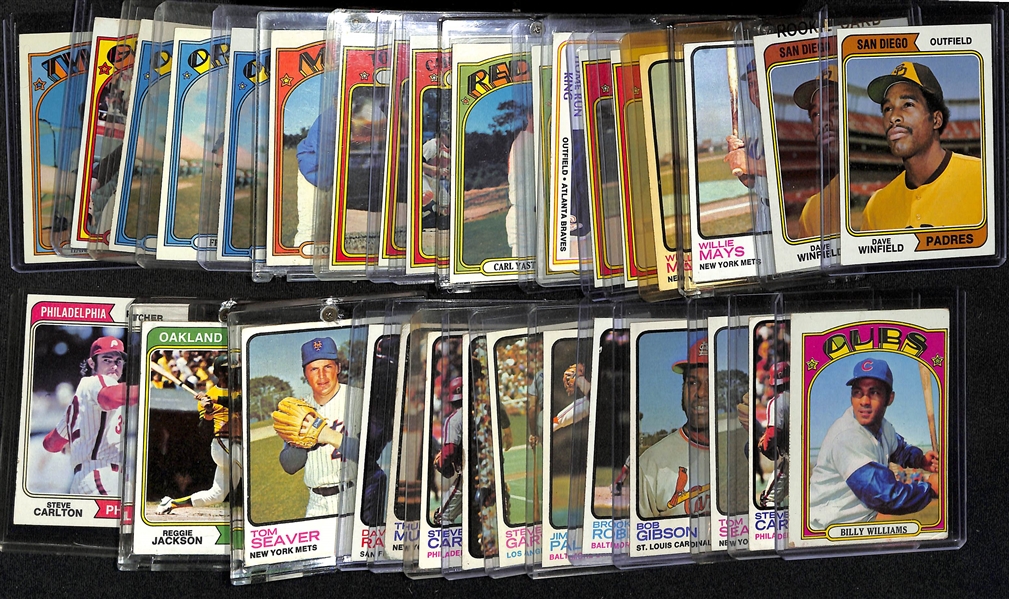 Lot of (30+) 1971-74 Topps Baseball Cards w. (2) Dave Winfield RCs and Many Stars! 