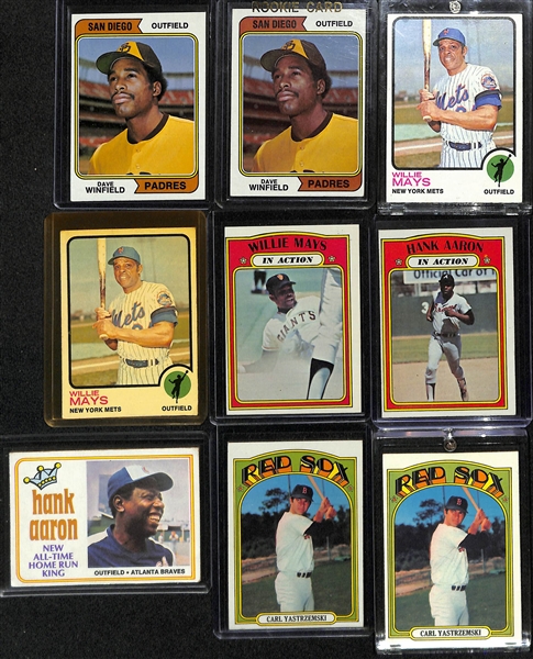 Lot of (30+) 1971-74 Topps Baseball Cards w. (2) Dave Winfield RCs and Many Stars! 