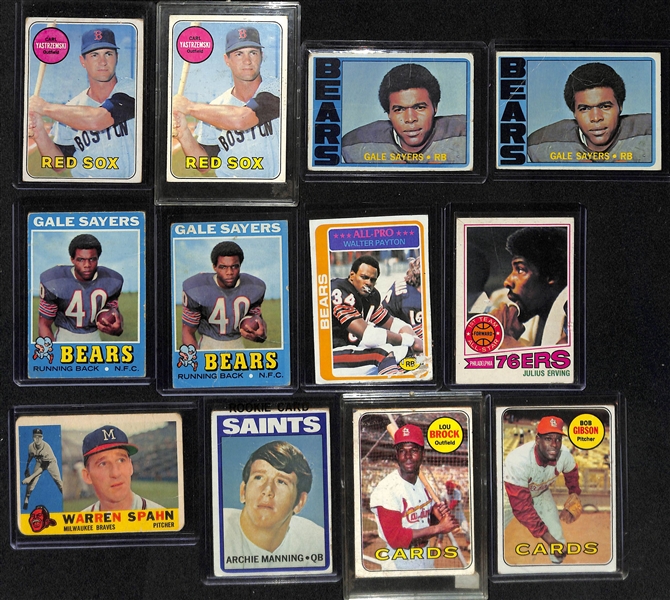 Lot of (43) 1960s-1970s Mixed Sports Stars Lot w. Koufax, Yastrzemski, Sayers, Payton, Erving, and Others