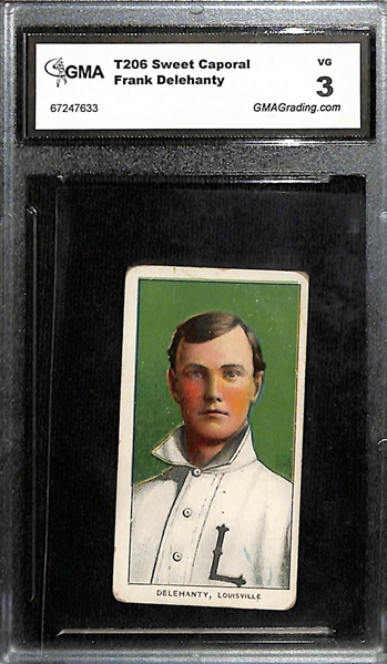 Lot of (1) 1909 T206 Frank Delehanty, Louisville & (12) 1920s Strip Cards w. Lon Chaney