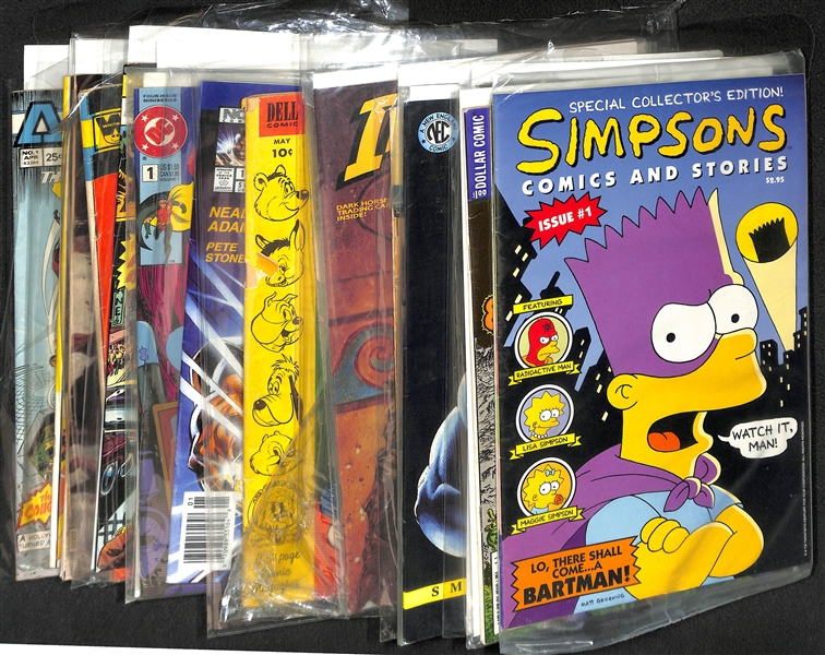 Lot of (18) Mostly 1st Edition Comics w. Simpsons Comics and Stories Sealed w. Poster