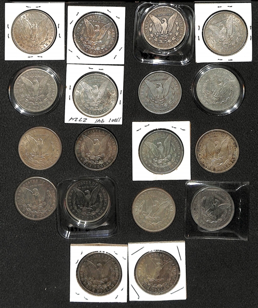 Lot of (18) Assorted Circulated Morgan Silver Dollars from 1879-1921